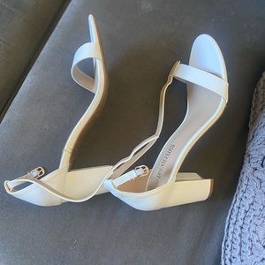 White chunk heels